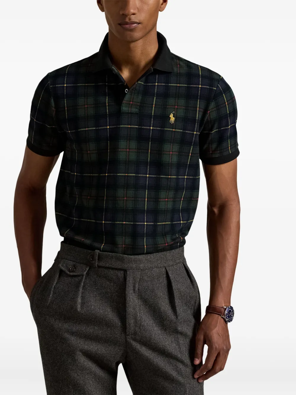 Polo Ralph Lauren Plaid-pattern Polo Shirt In Black
