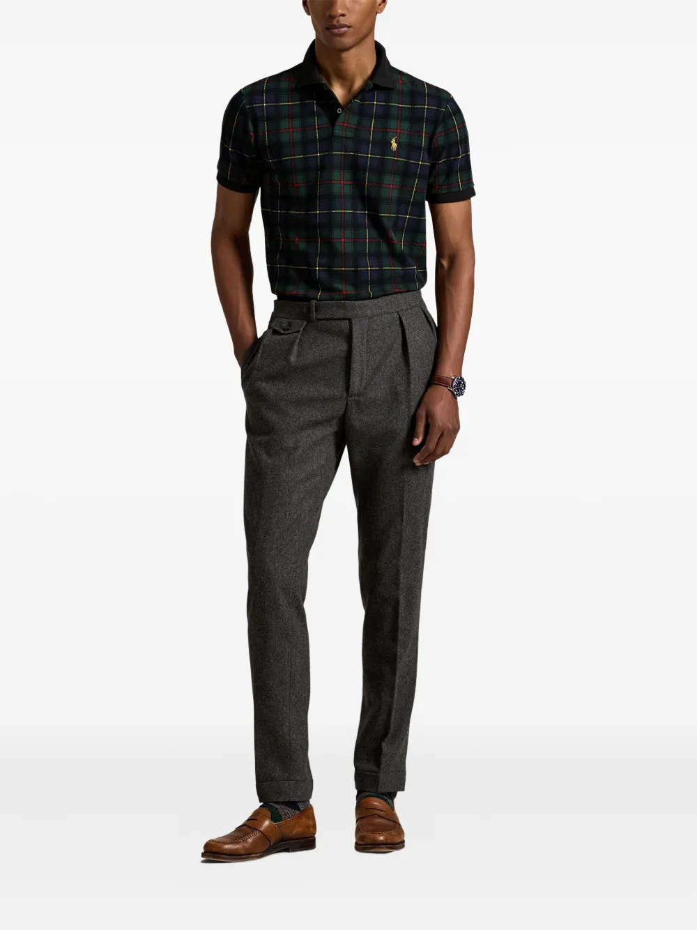 Polo Ralph Lauren Plaid-pattern Polo Shirt In Black