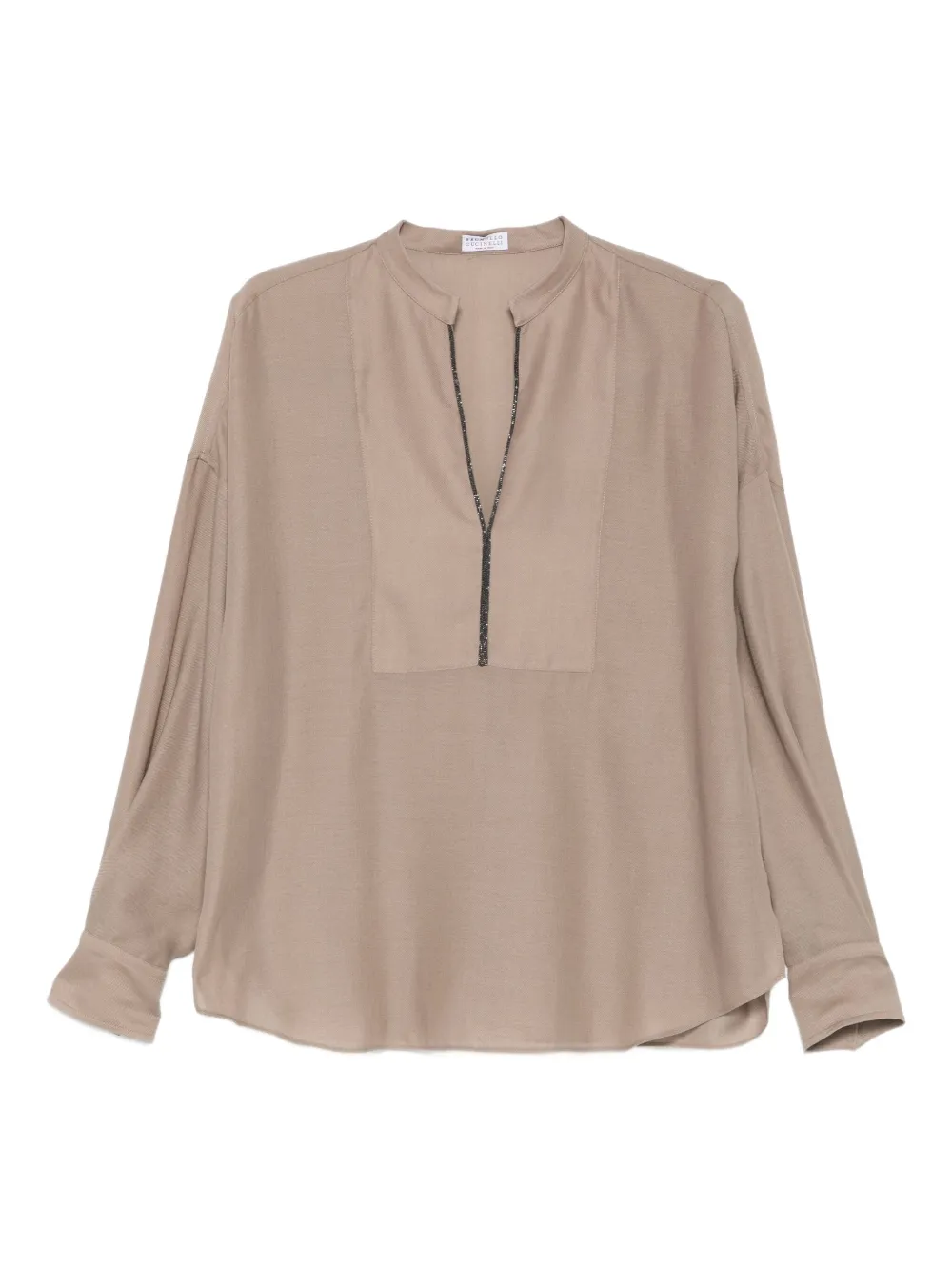 Brunello Cucinelli Relaxed Fit Blouse V Neck Detail In Neutral