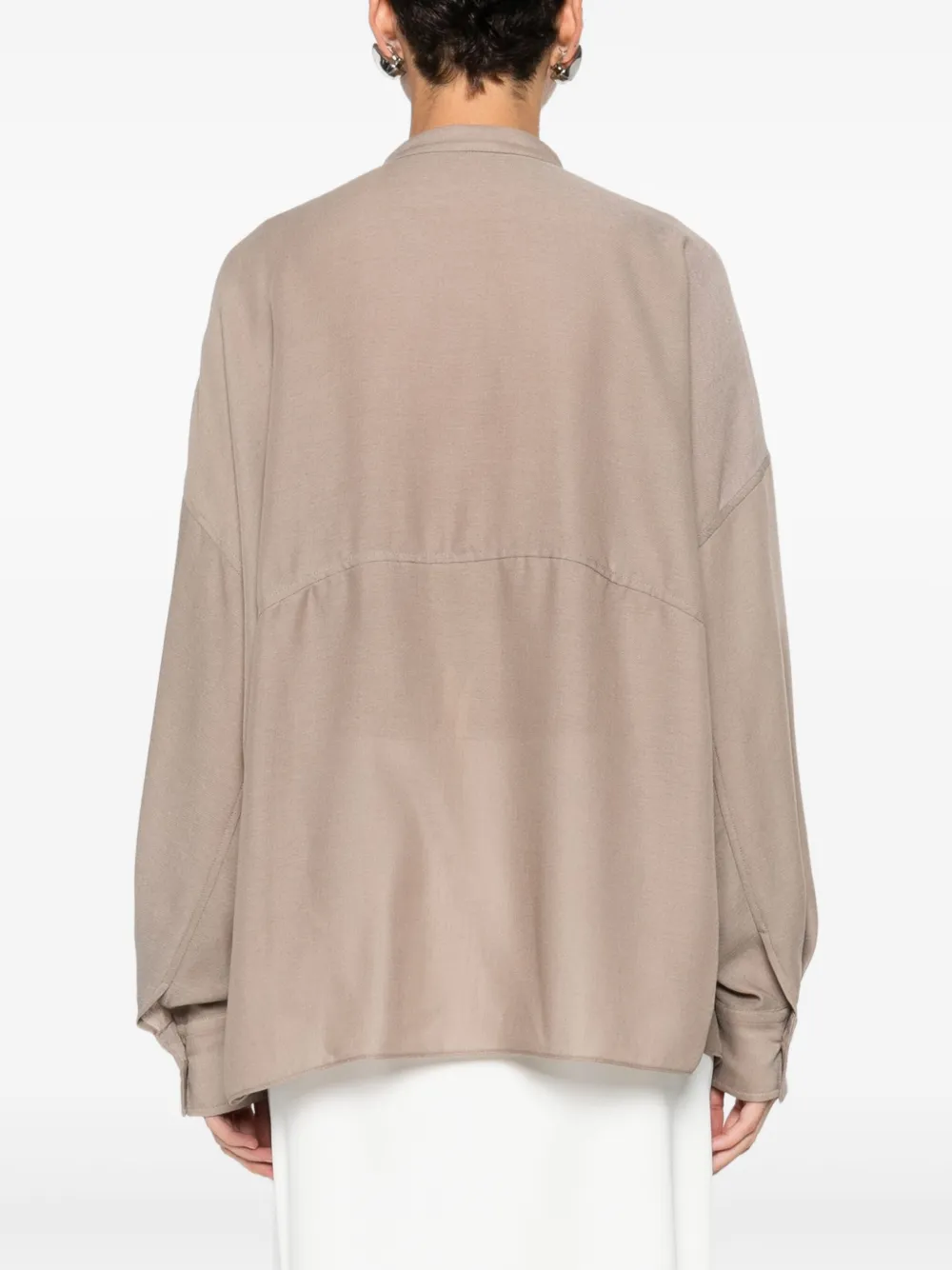 Brunello Cucinelli Relaxed Fit Blouse V Neck Detail In Neutral