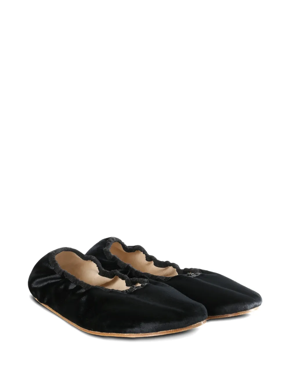 The Row velvet ballet flats - Zwart