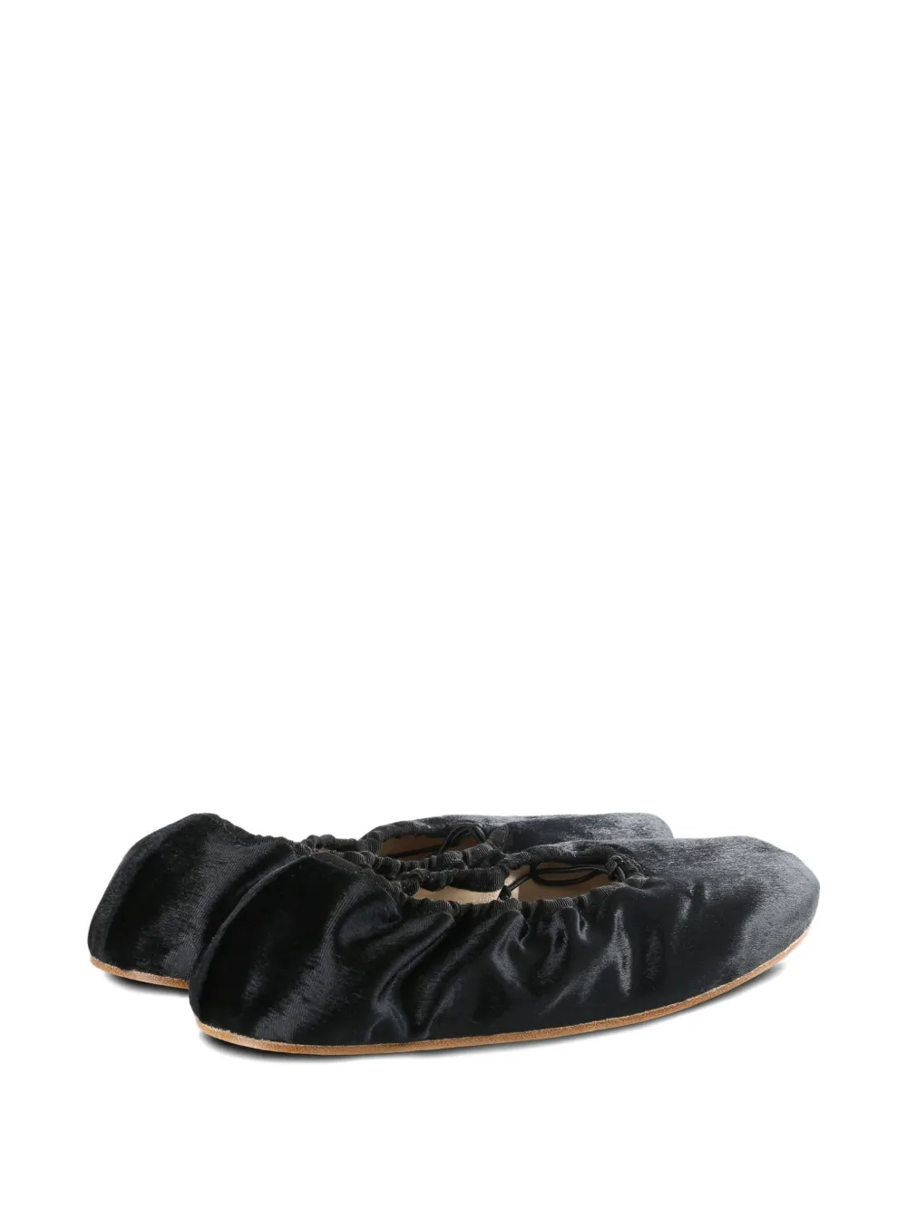 The Row Velvet Ballet Flats In Black