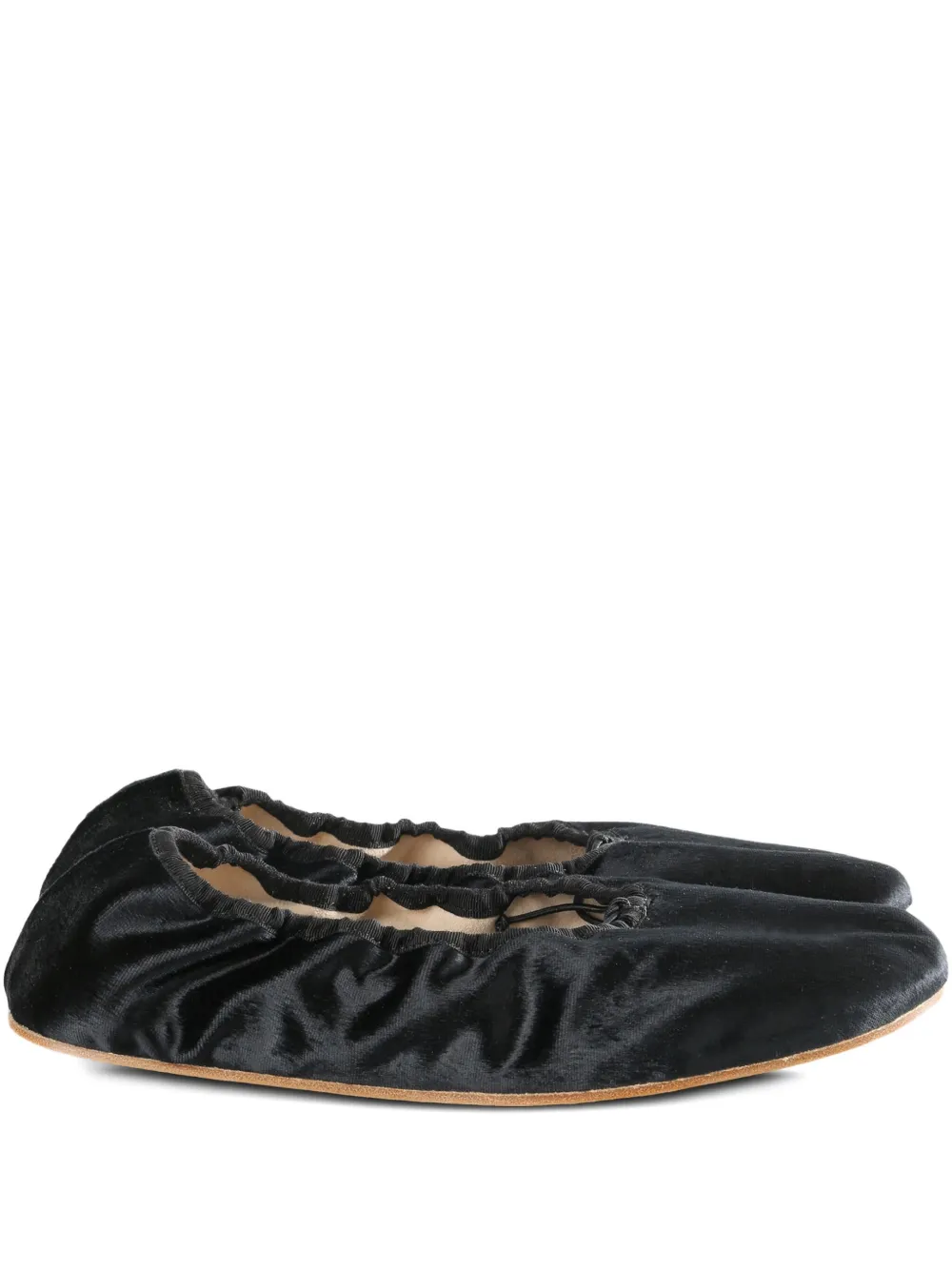 The Row Velvet Ballet Flats In Black
