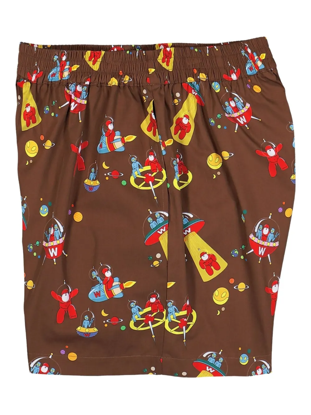 Walter Van Beirendonck alien-print elastic-waistband shorts - Bruin