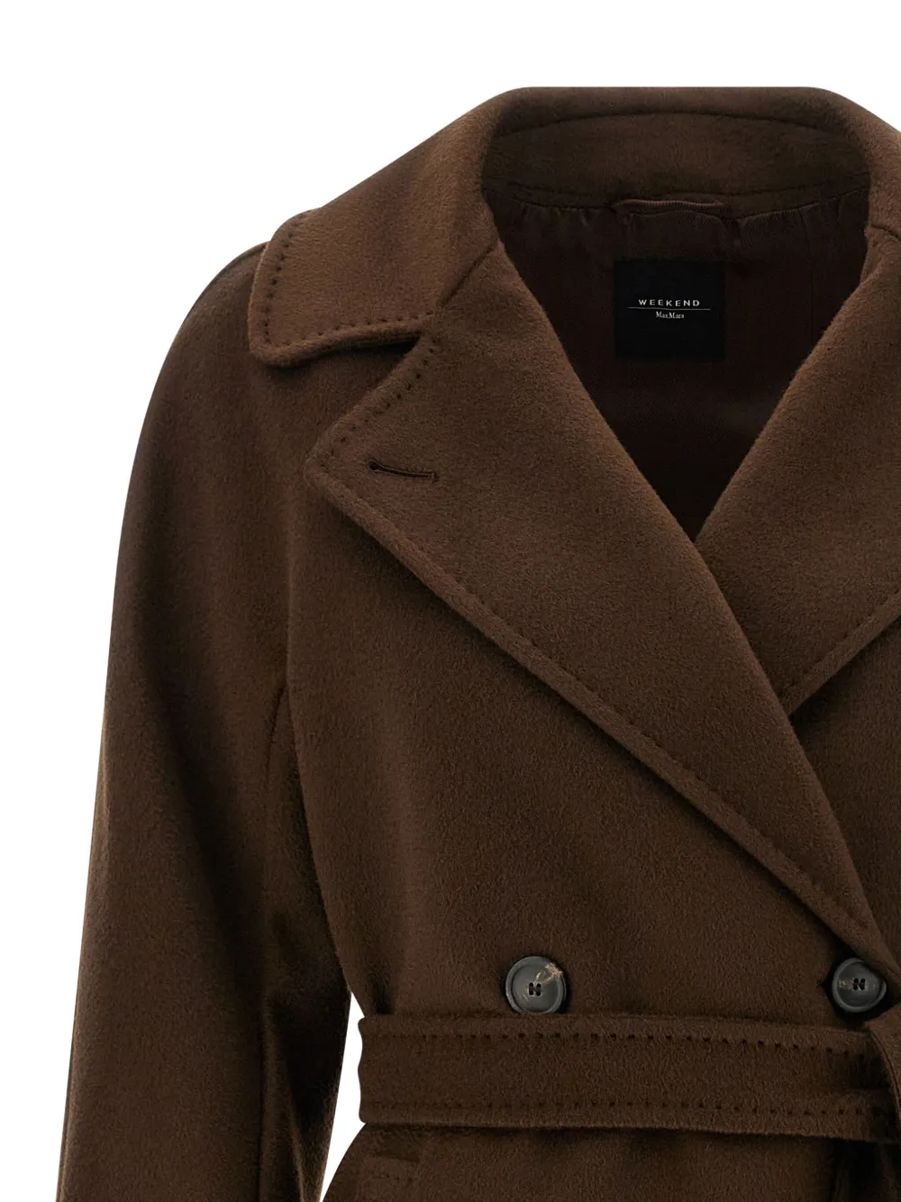 Weekend Max Mara Resina Belted Double-breasted Coat In Brown