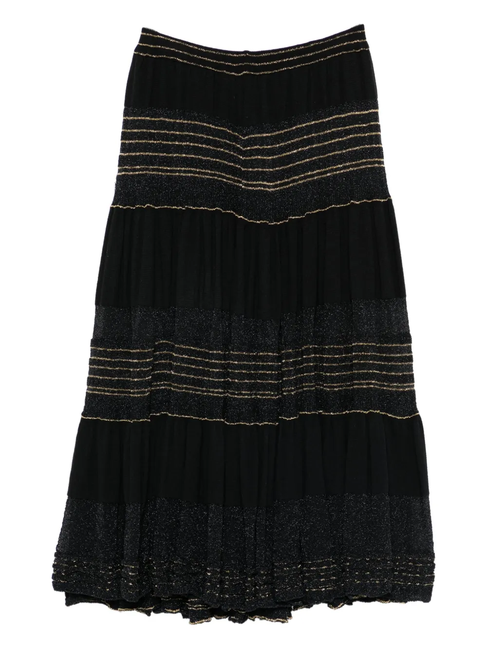 CHANEL Pre-Owned 2001 gestreepte gelaagde rok - Zwart