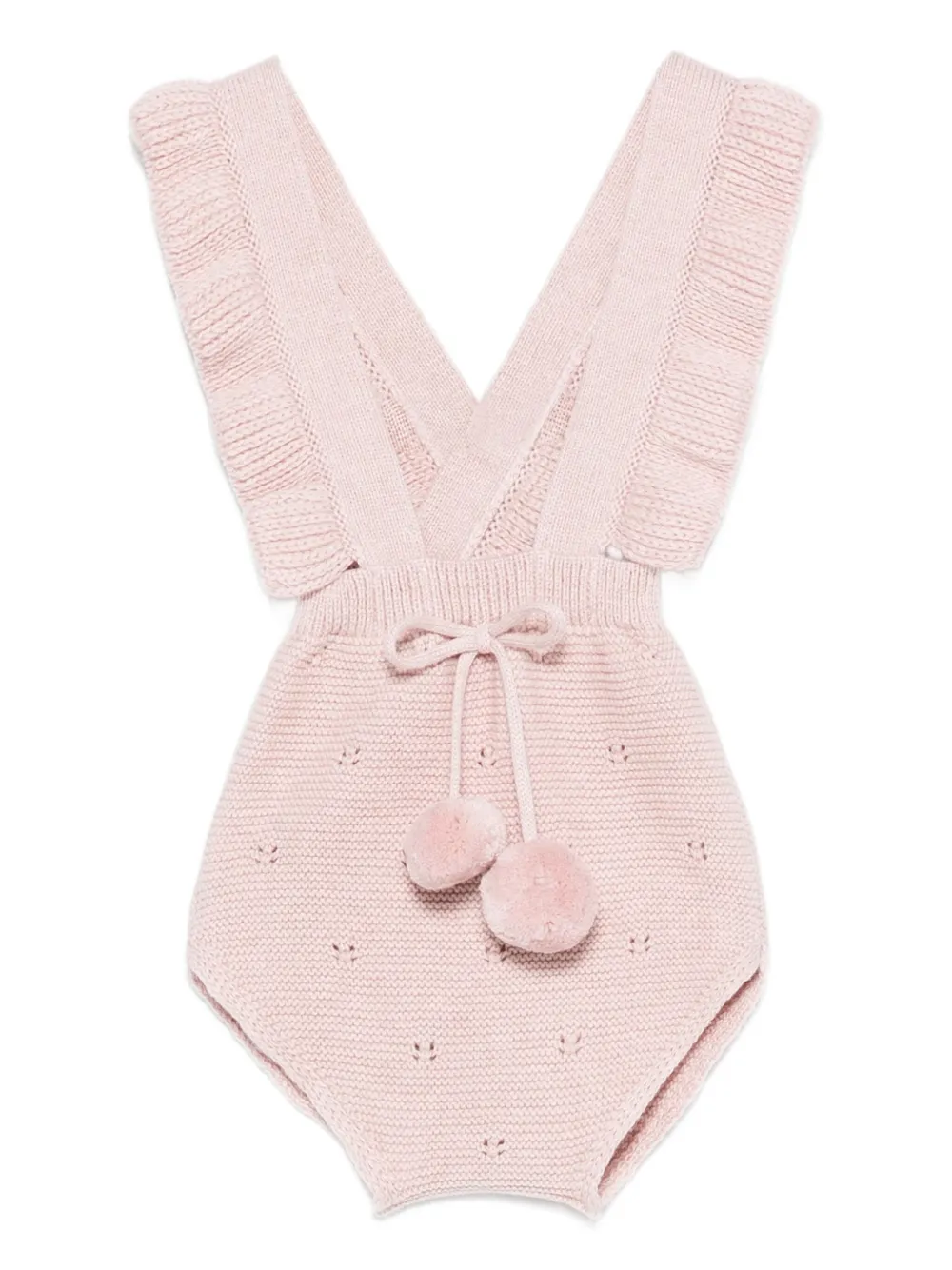 Paz Rodriguez Ruffled-trim Pom-pom Romper In Pink