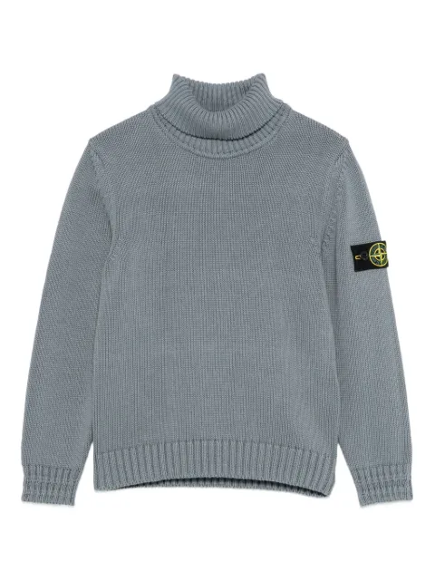 Stone Island Junior suéter con parche del logo y cuello vuelto
