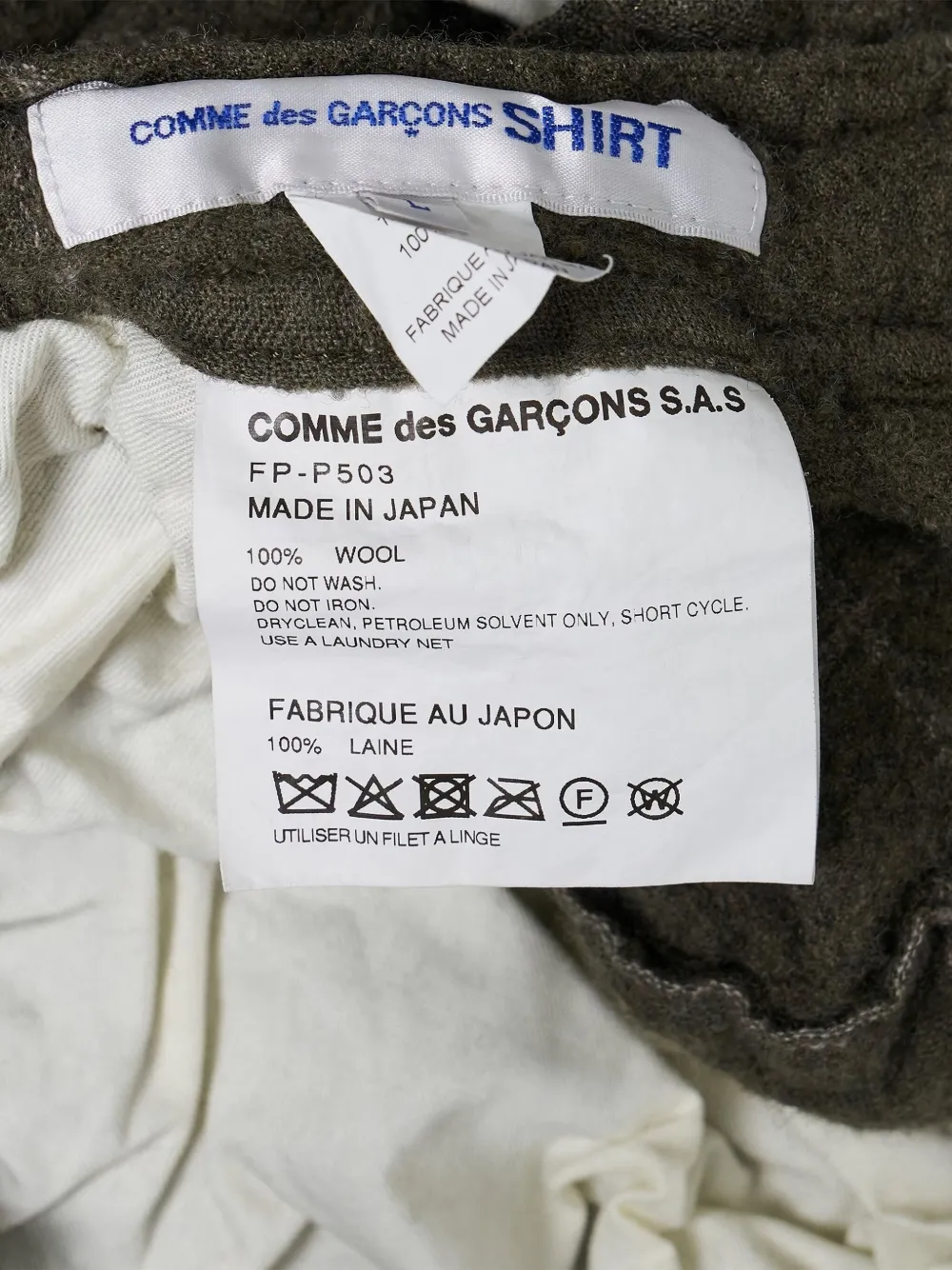 Comme Des Garçons Shirt Geruite broek Groen