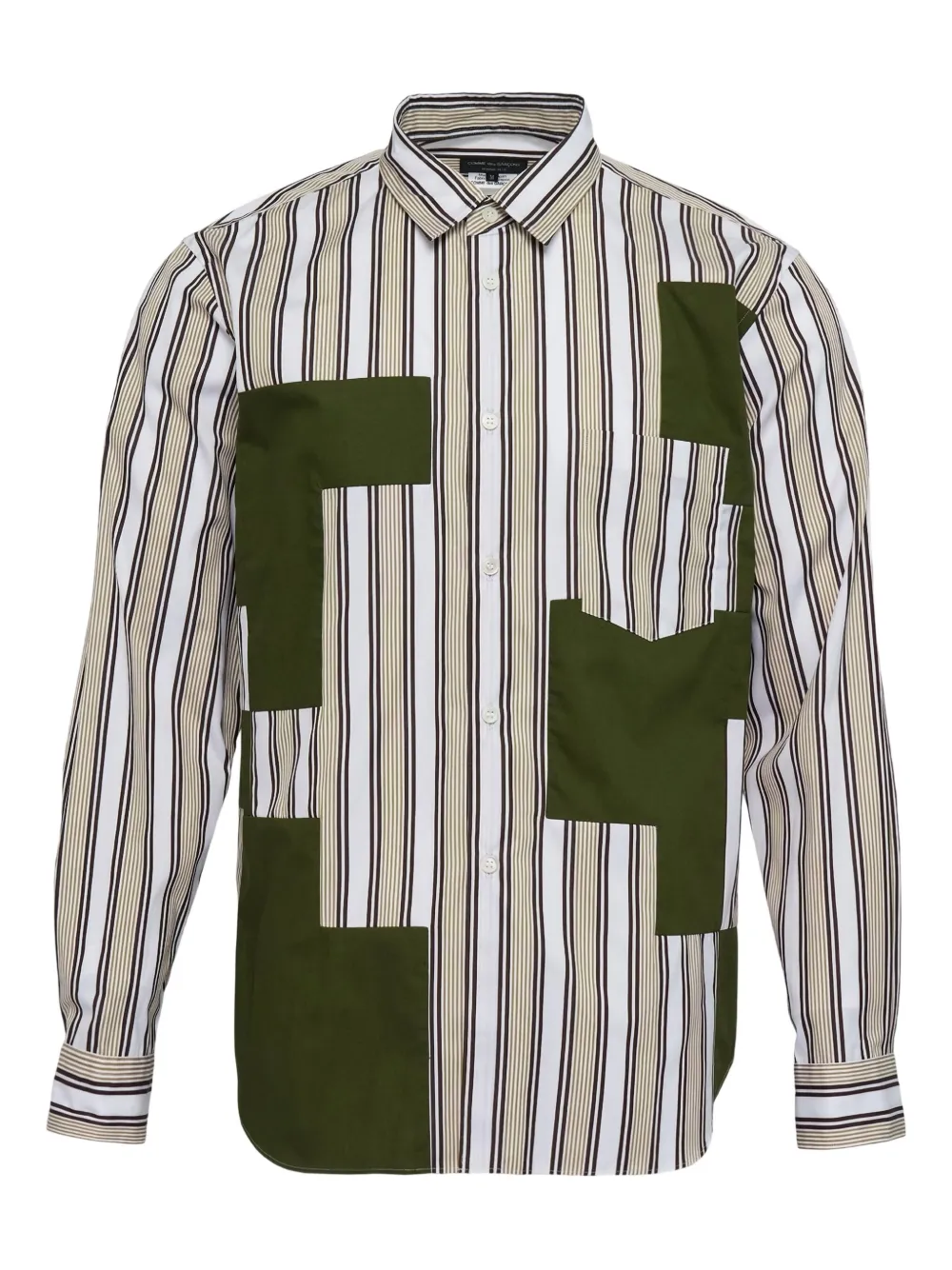 Comme des Garçons Homme Plus striped patchwork shirt - Weiß