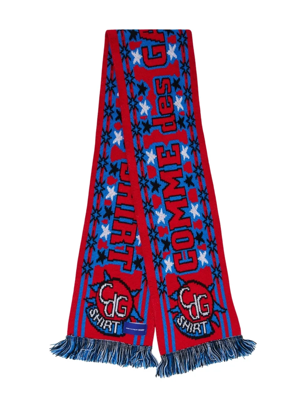 Comme Des Garçons Shirt fringed football scarf - Rood