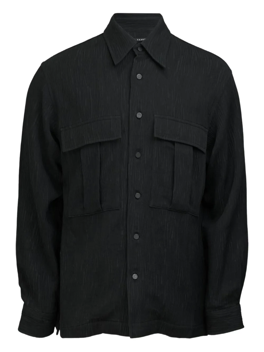 Taakk flap-pocket crepe shirt | Black | Image 1