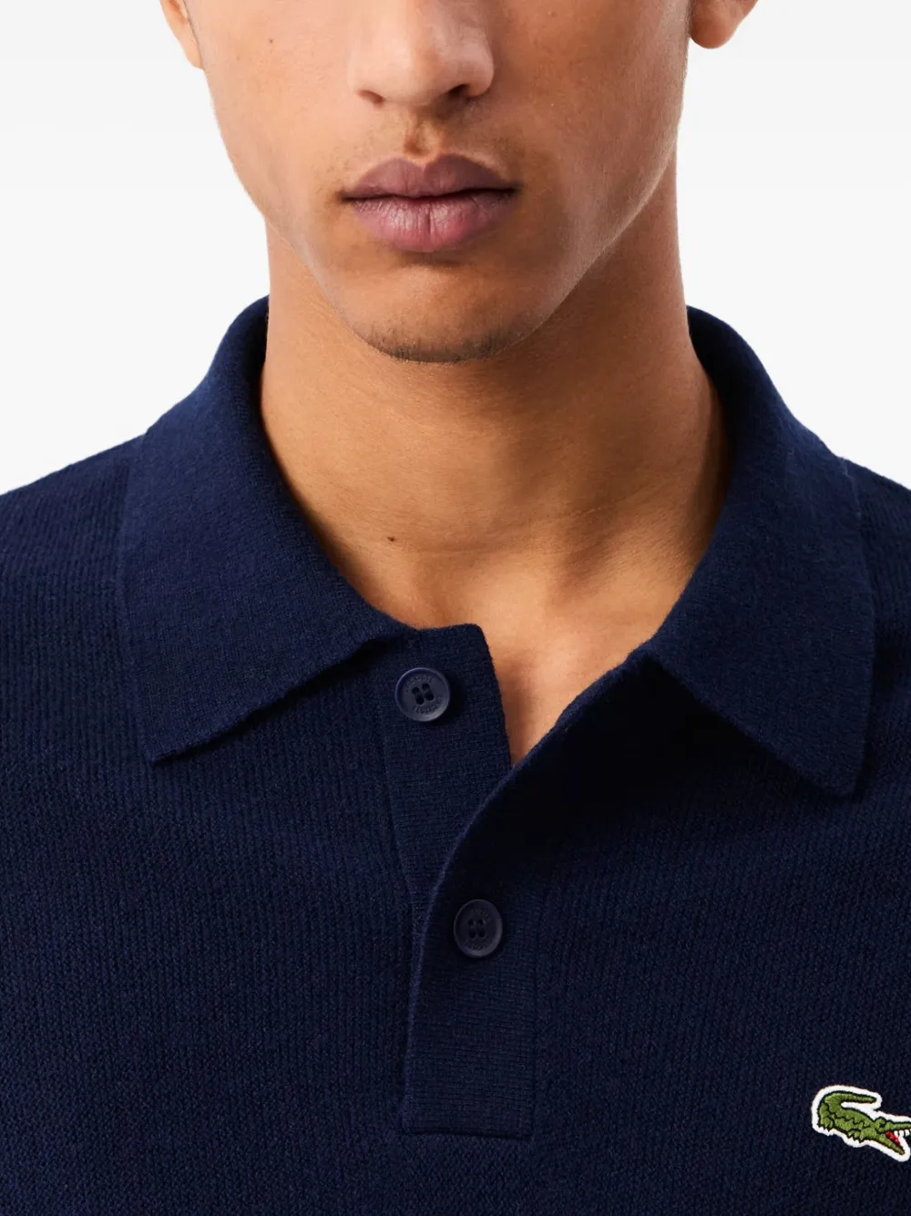Lacoste Long Sleeve Wool Polo Shirt In Animal Print