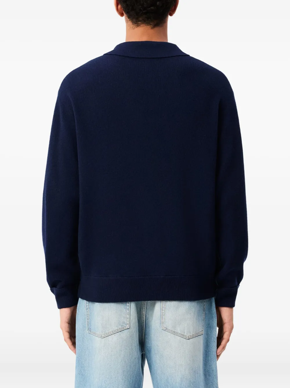 Lacoste Long Sleeve Wool Polo Shirt In Animal Print