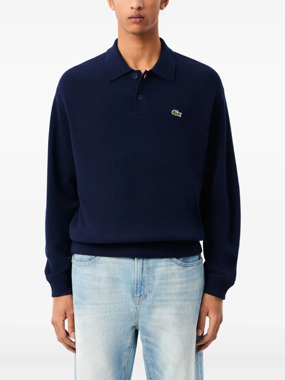Lacoste Long Sleeve Wool Polo Shirt In Animal Print