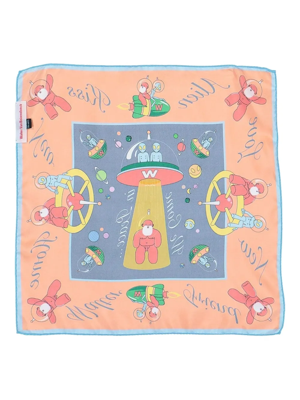 Walter Van Beirendonck alien-motif silk scarf - Oranje