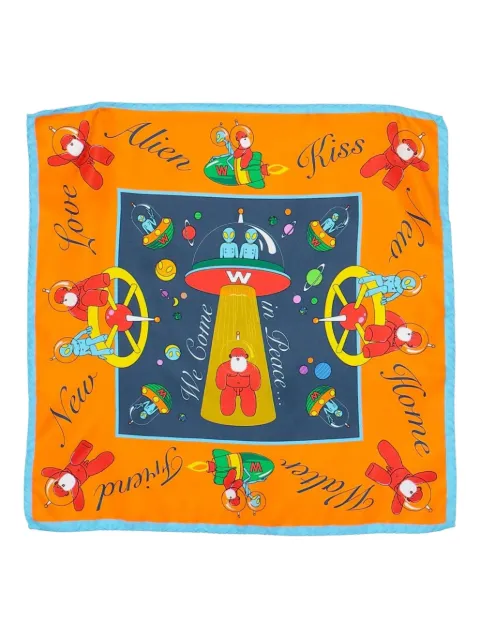 Walter Van Beirendonck alien-motif silk scarf