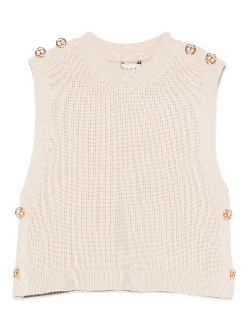 Twinset Button-embellished Sleeveless Top In Neutral