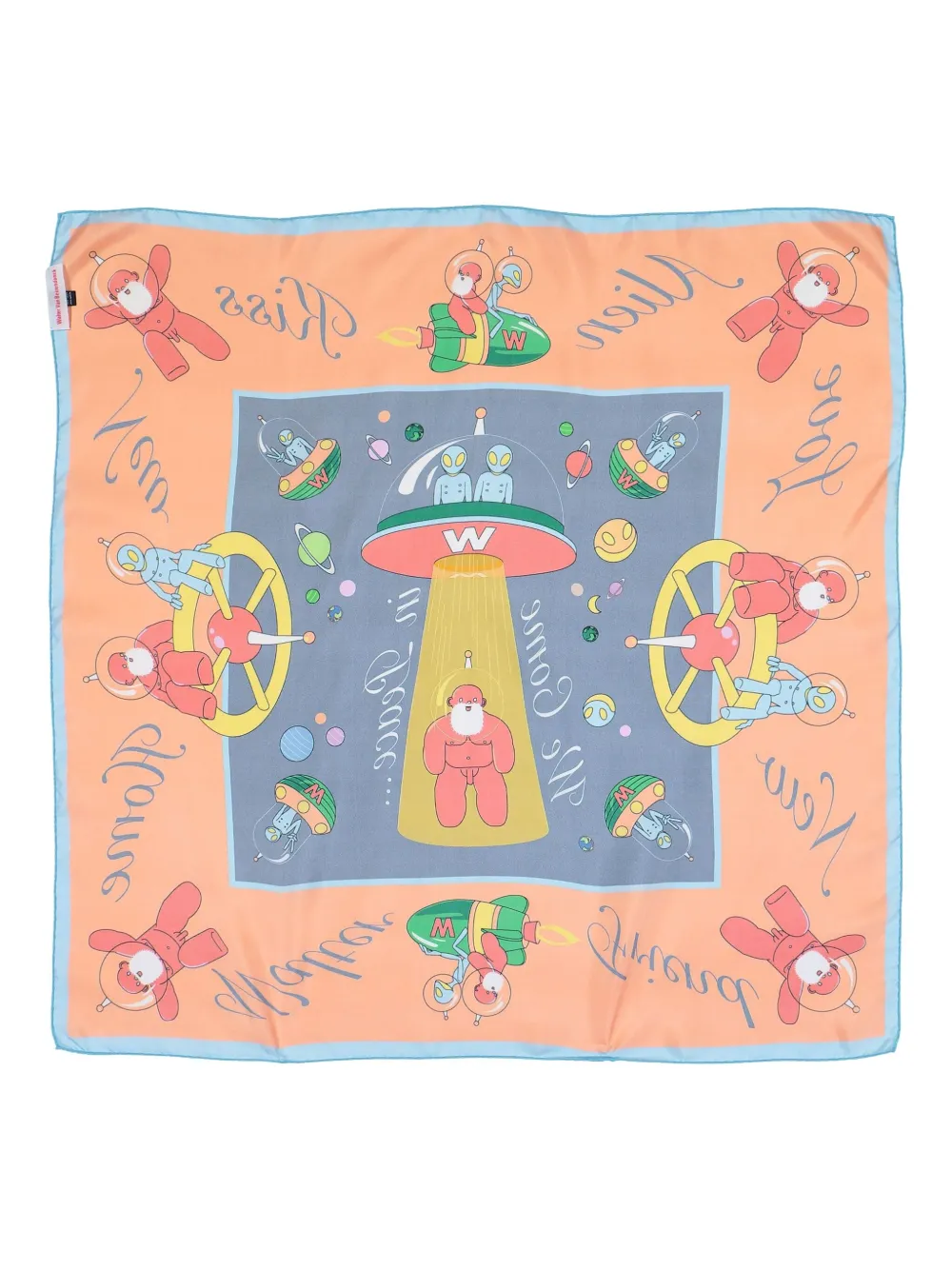 Walter Van Beirendonck alien-motif silk scarf - Oranje