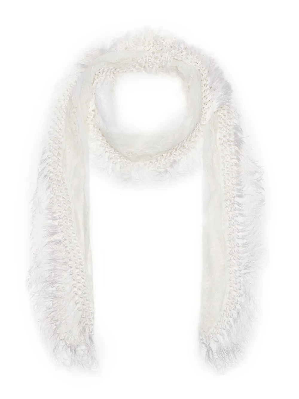 Blumarine fringed crochet scarf | White | Image 1
