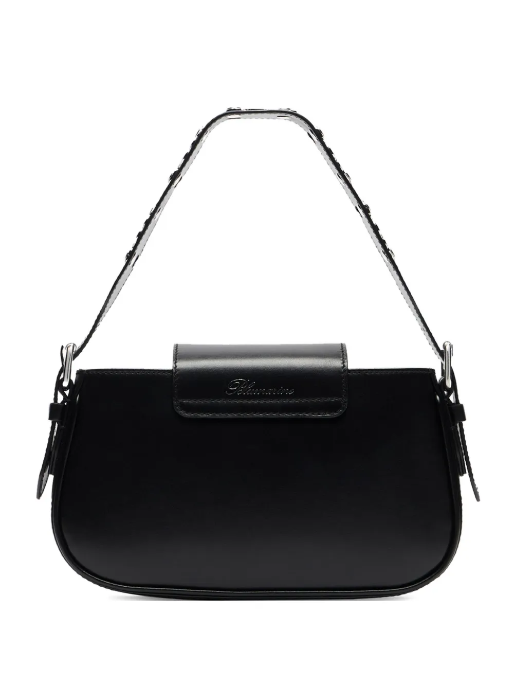 Blumarine sac porté épaule en cuir à fleurs | noir | Image 1