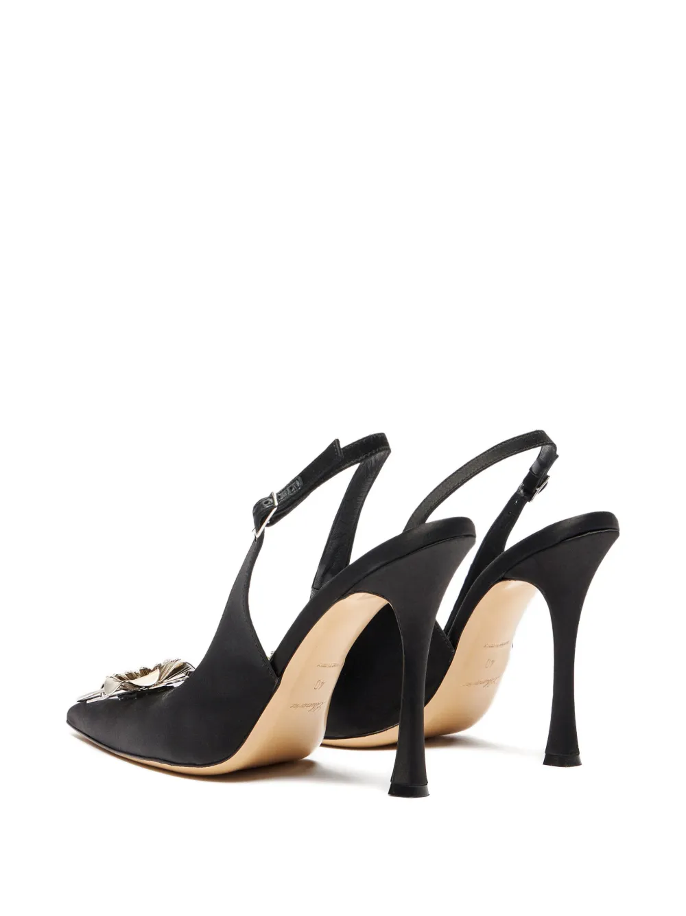 Blumarine flower-embellished slingback pumps Black