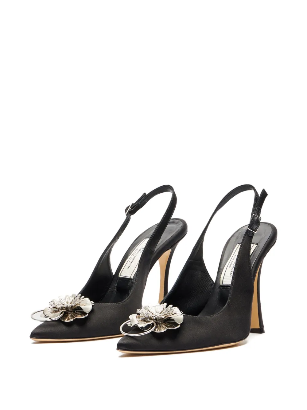 Blumarine flower-embellished slingback pumps Black
