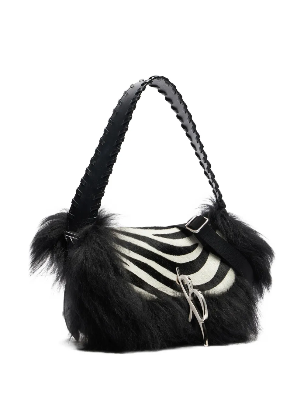 Blumarine Mini Zebra-print Shoulder Bag In Black