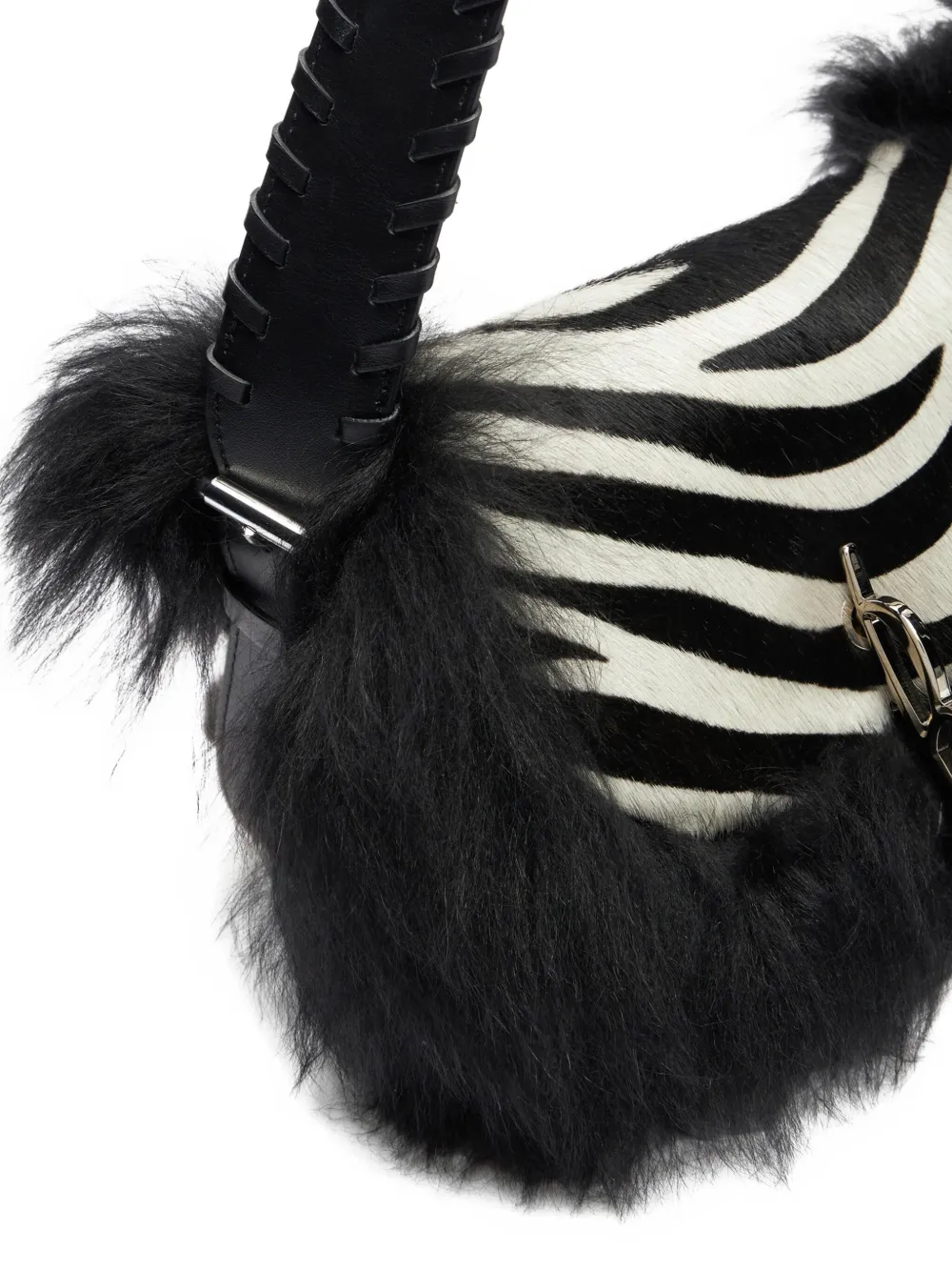 Blumarine Mini Zebra-print Shoulder Bag In Black