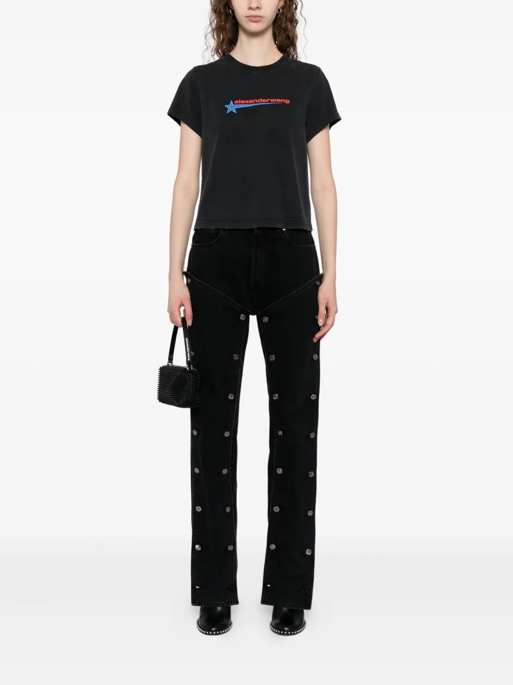 Alexander Wang Hotfix Star T-shirt In Gray
