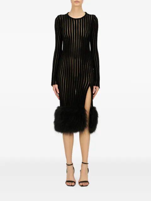 Blumarine fur-trim midi dress