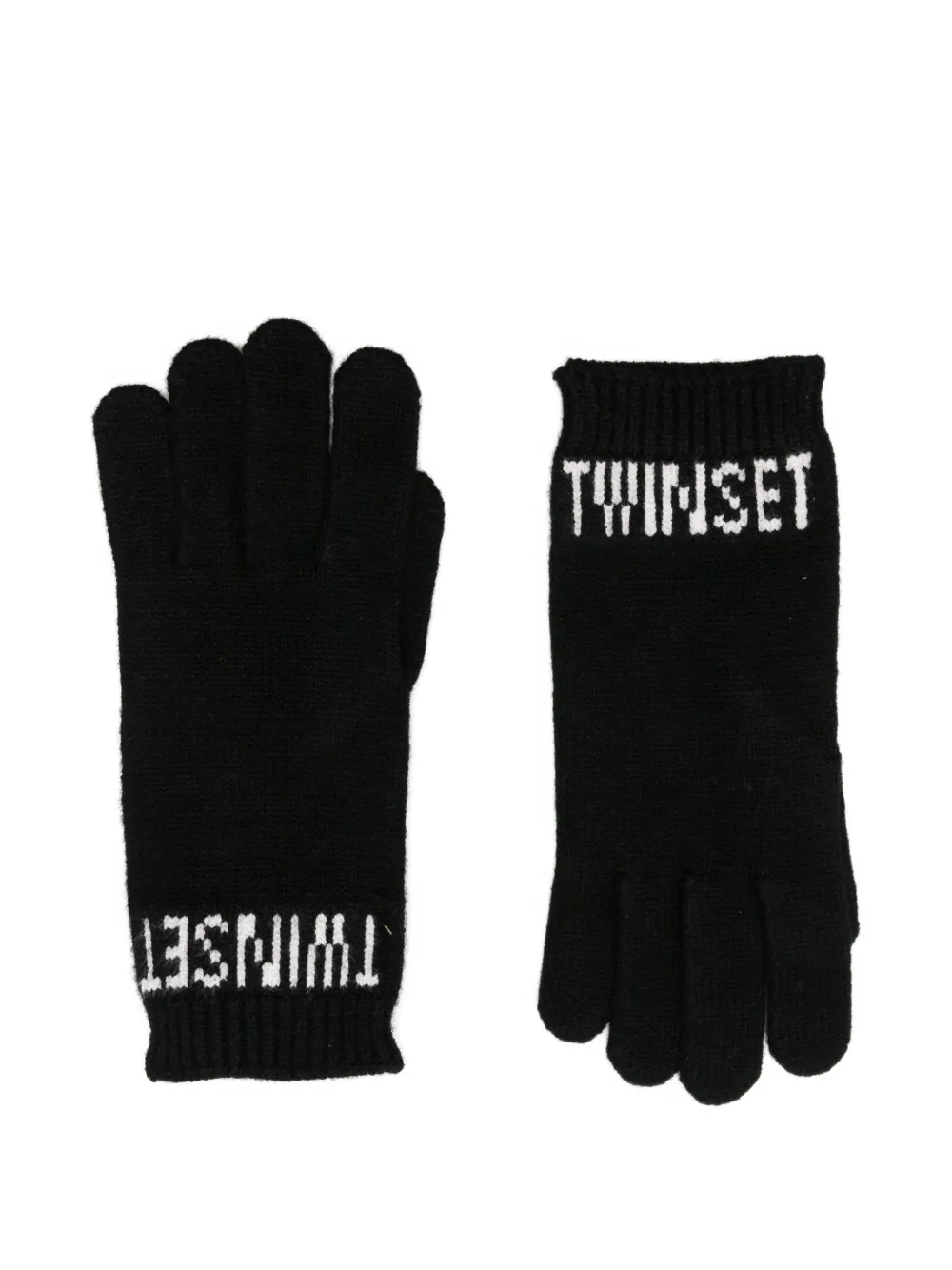 TWINSET Kids logo-detail gloves - Nero