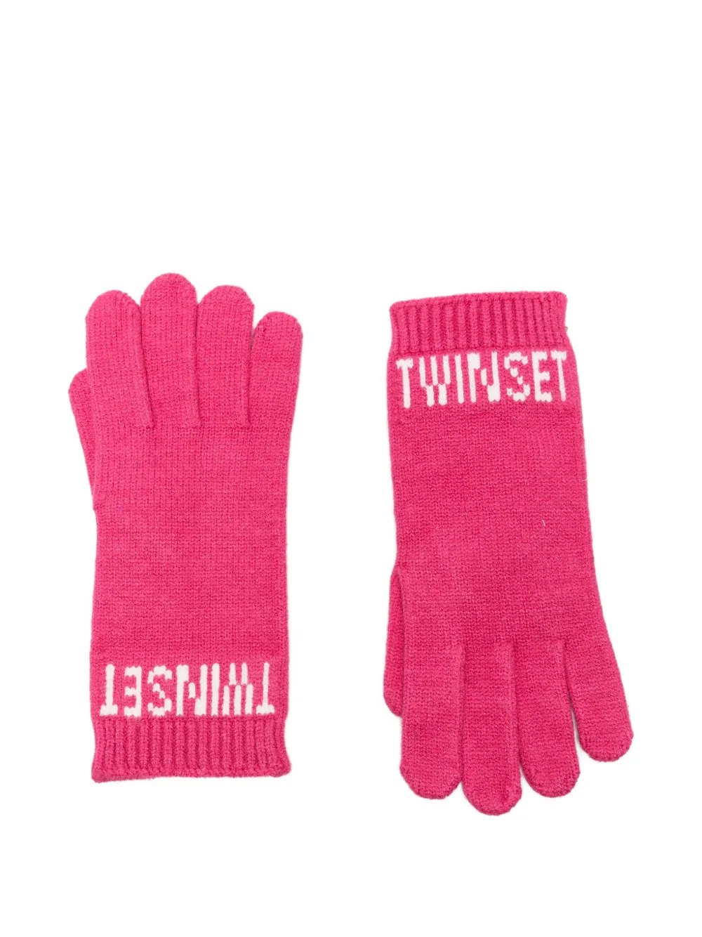 TWINSET Kids logo-jacquard gloves | Pink | Image 1