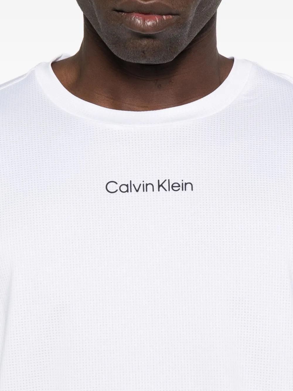 Calvin Klein Geribbeld T-shirt met logodetail Wit