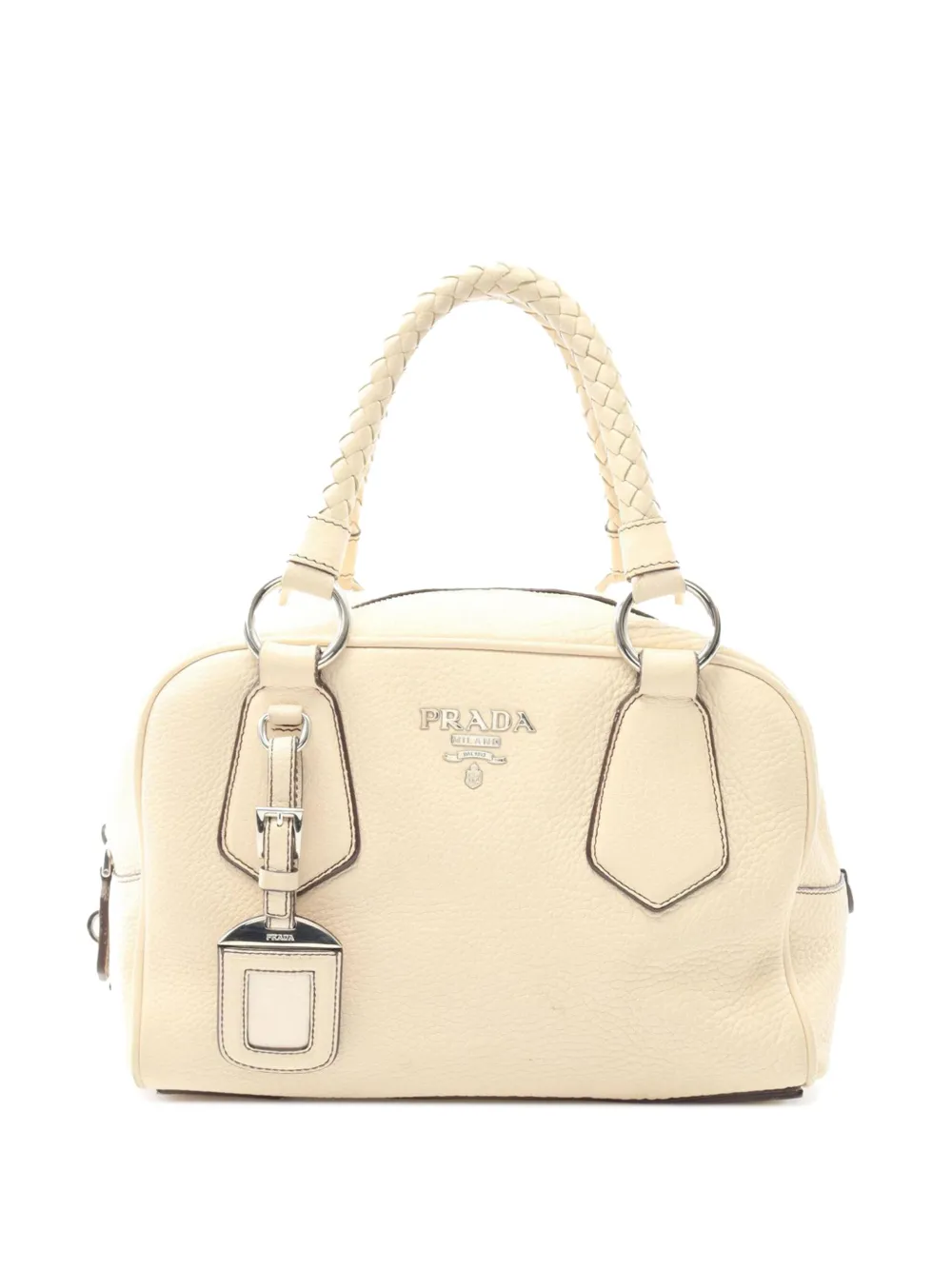 Pre-owned Prada 2000-2025 Vitello Daino Handbag In White