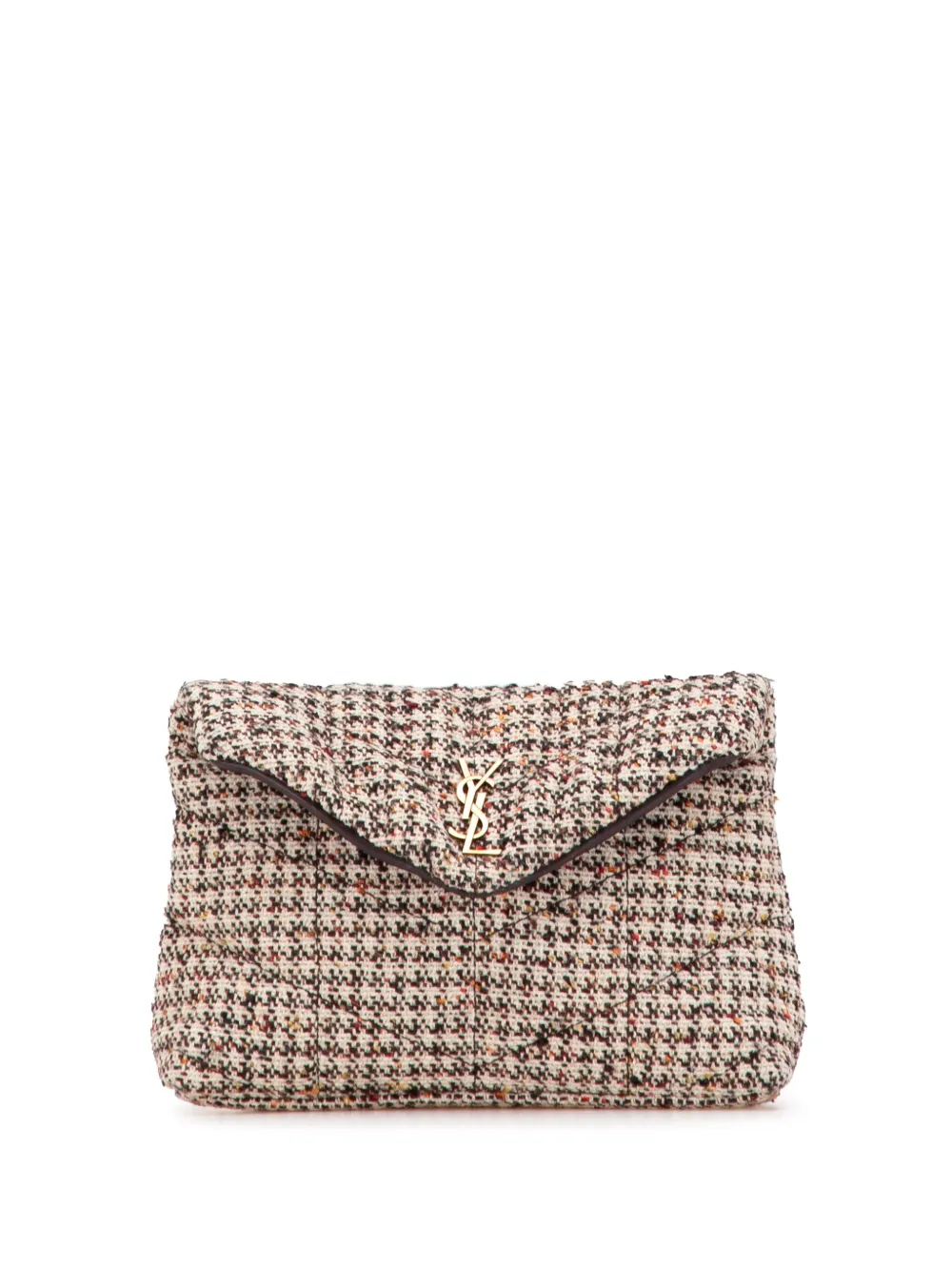 Saint Laurent Pre-Owned 2021 Small Tweed Loulou Puffer clutch bag | Brown | Image 1