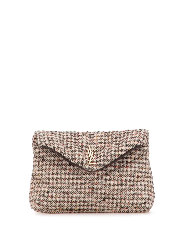 Saint Laurent Pre-Owned 2021 Small Tweed Loulou Puffer Clutch Bag Brown  FARFETCH GR