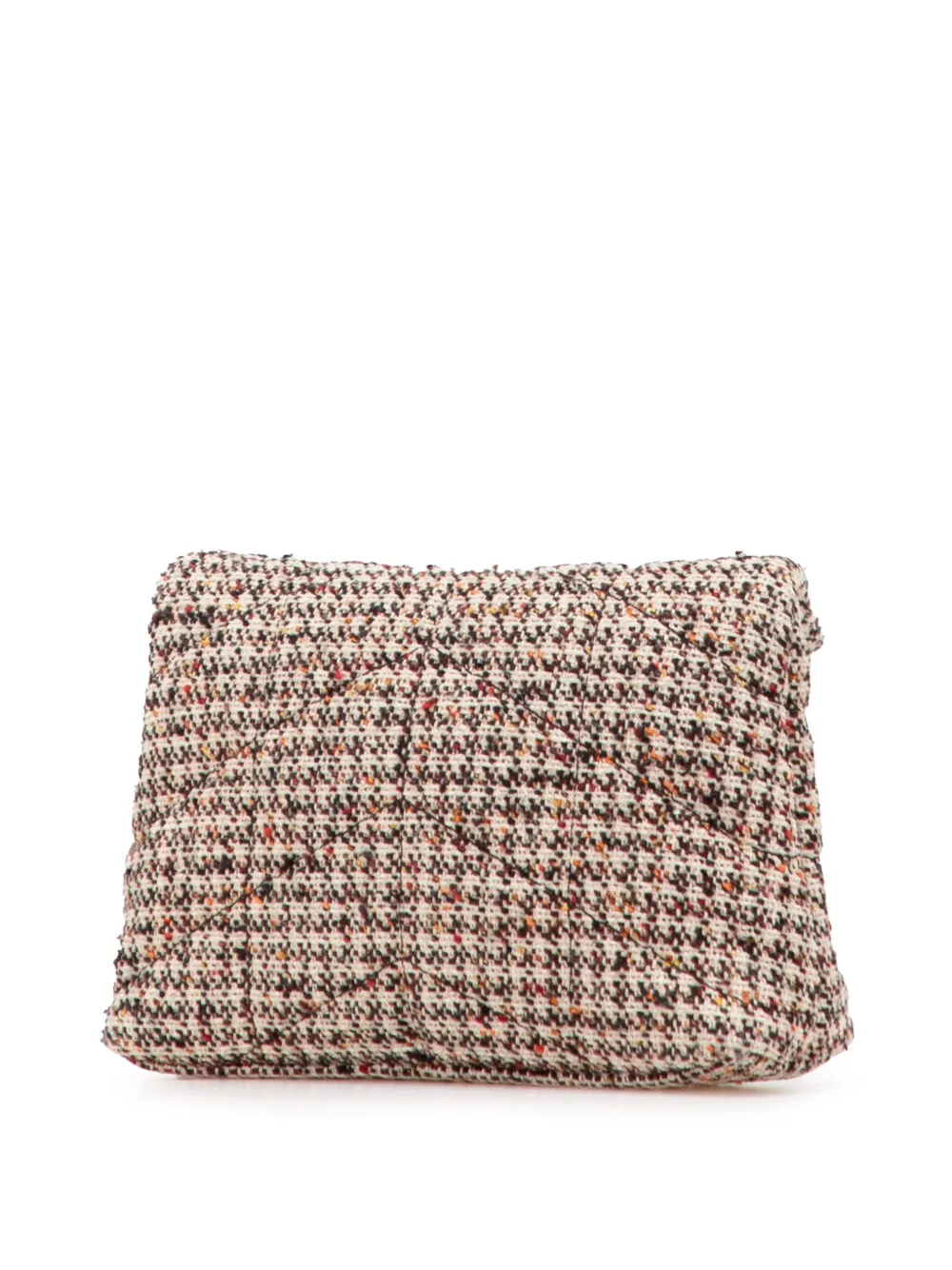 Pre-owned Saint Laurent 2021 Small Tweed Loulou Puffer Clutch Bag In Brown