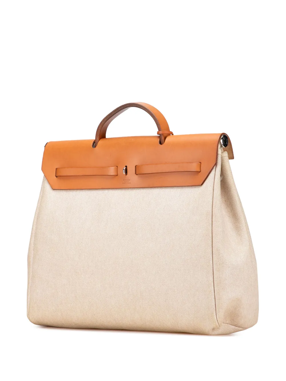 Pre-owned Hermes 1999 Toile Herbag Mm Satchel In Brown