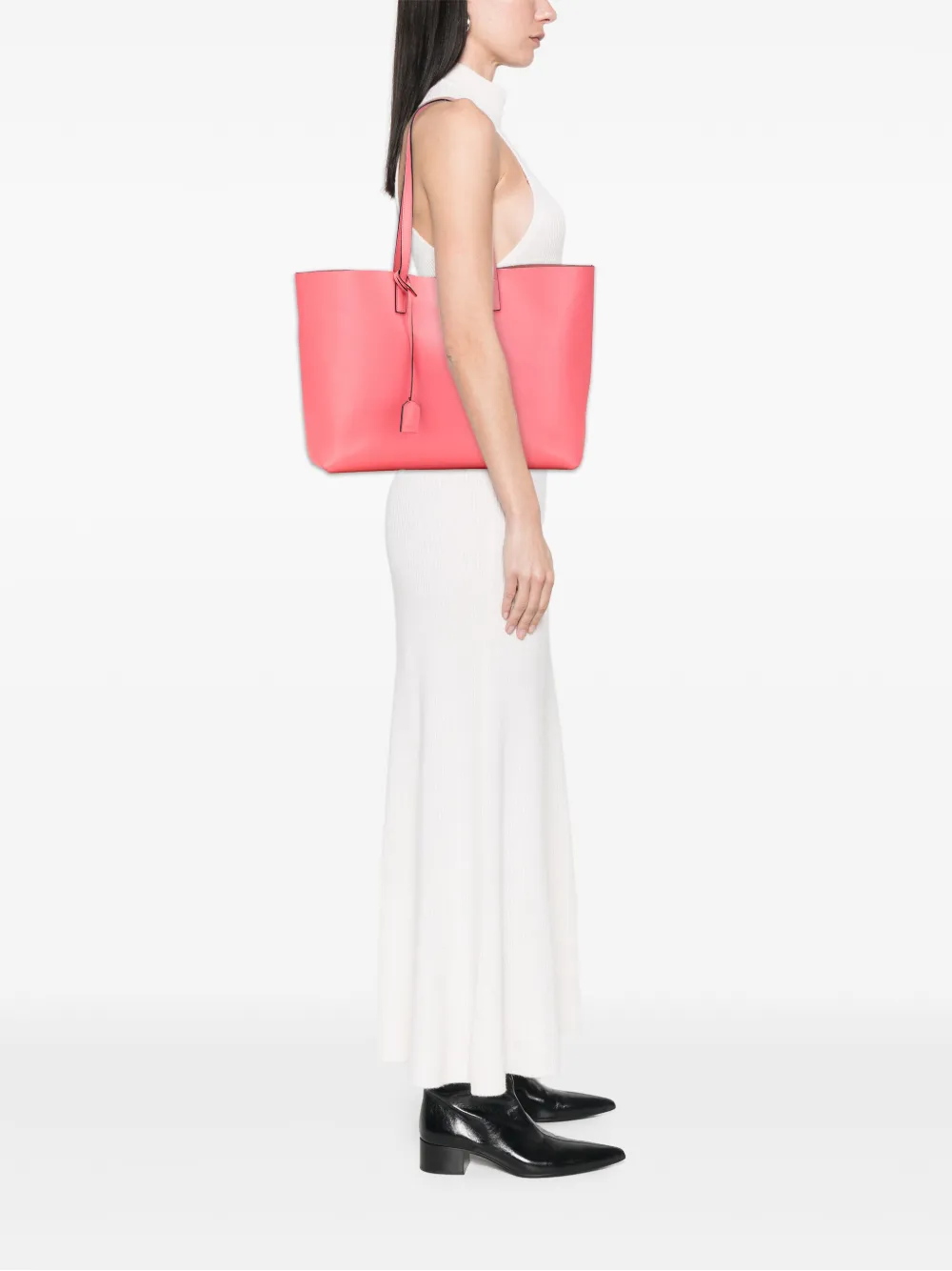 Pre-owned Saint Laurent 2015 Large Leather East West Shopping Tote Bag In Pink