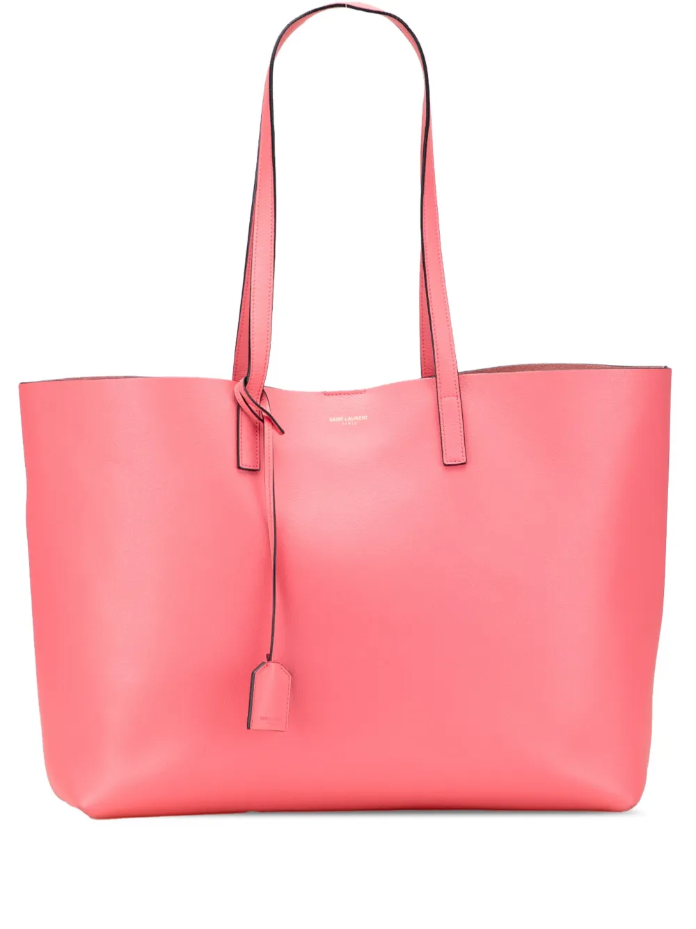 Pre-owned Saint Laurent 2015 Large Leather East West Shopping Tote Bag In Pink
