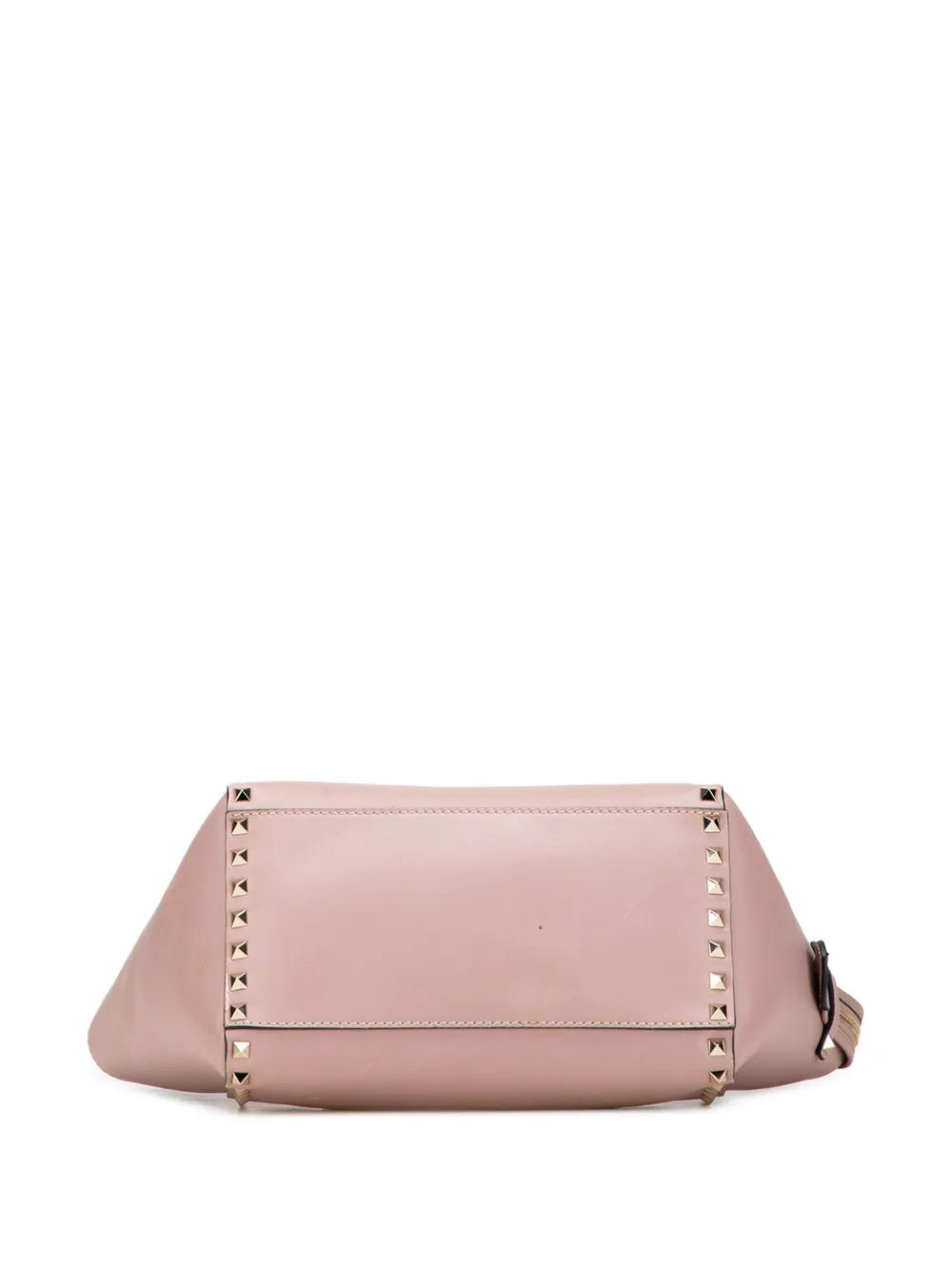 Pre-owned Valentino Garavani 2000-2017 Small Leather Rockstud Double Handle Tote Satchel In Pink