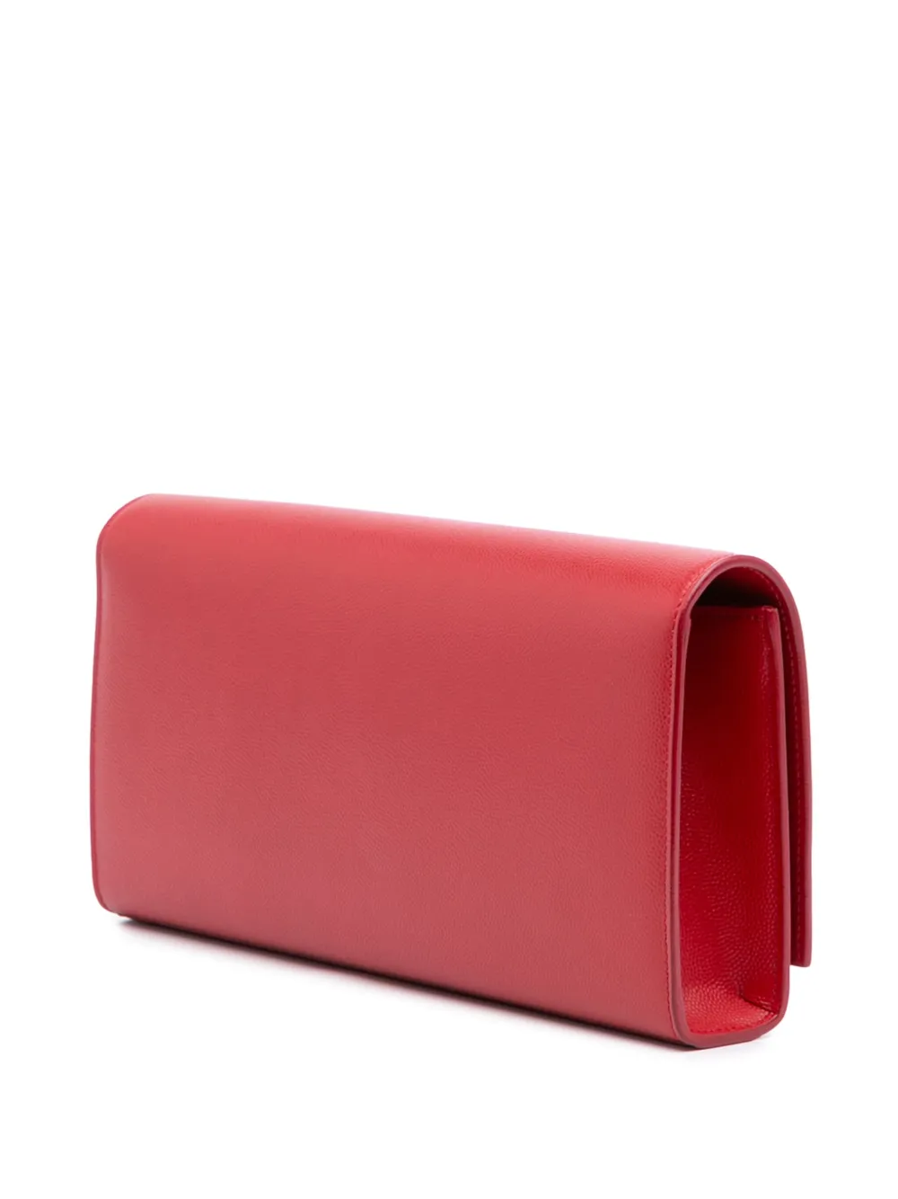 Pre-owned Saint Laurent 2014 Grain De Poudre Monogram Cassandre Clutch Bag In Red