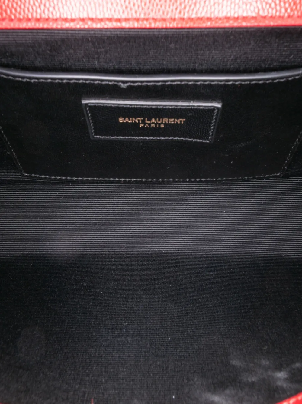 Pre-owned Saint Laurent 2014 Grain De Poudre Monogram Cassandre Clutch Bag In Red