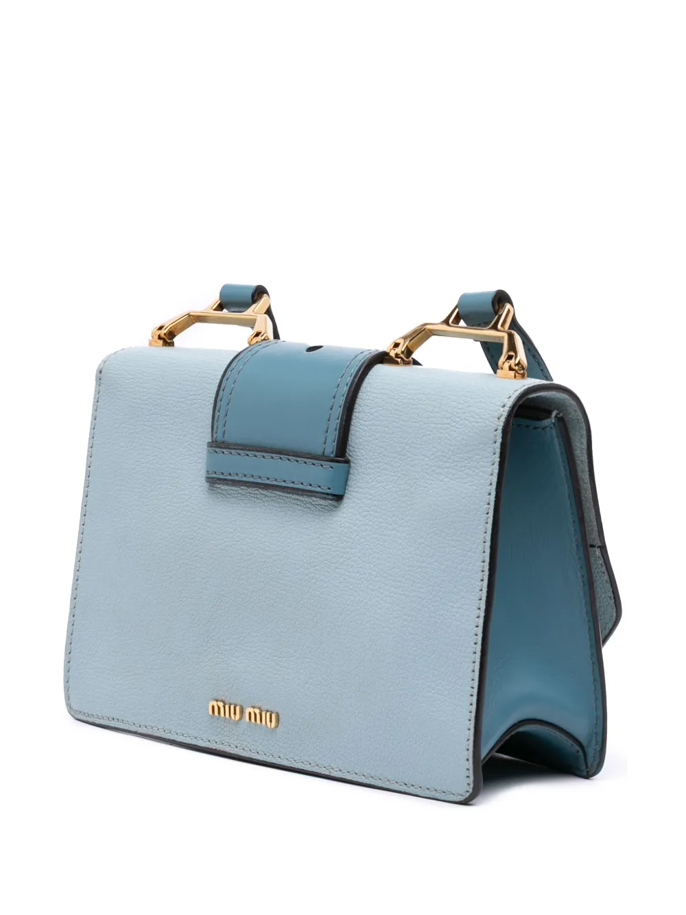 Pre-owned Miu Miu 2010-2025 Goatskin Madras Soft Calf Crystal Embellished Crossbody Bag In Blue