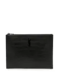 Saint Laurent Pre-Owned 2019 Croc Embossed Leather Monogram iPad Case clutch bag - Black