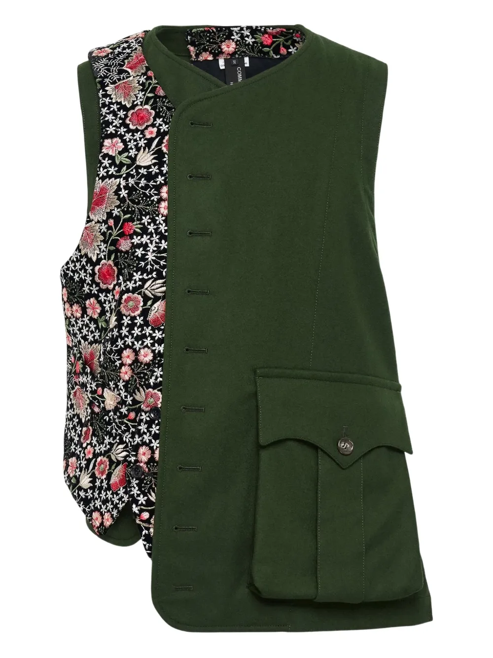 Comme Des Garçons Homme Deux Floral-motif Panelled Vest In Green