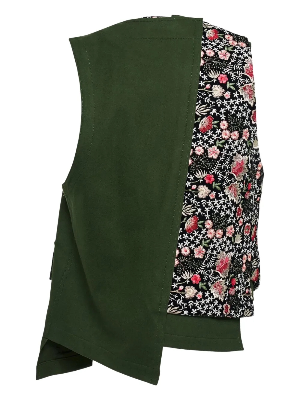 Comme Des Garçons Homme Deux Floral-motif Panelled Vest In Green