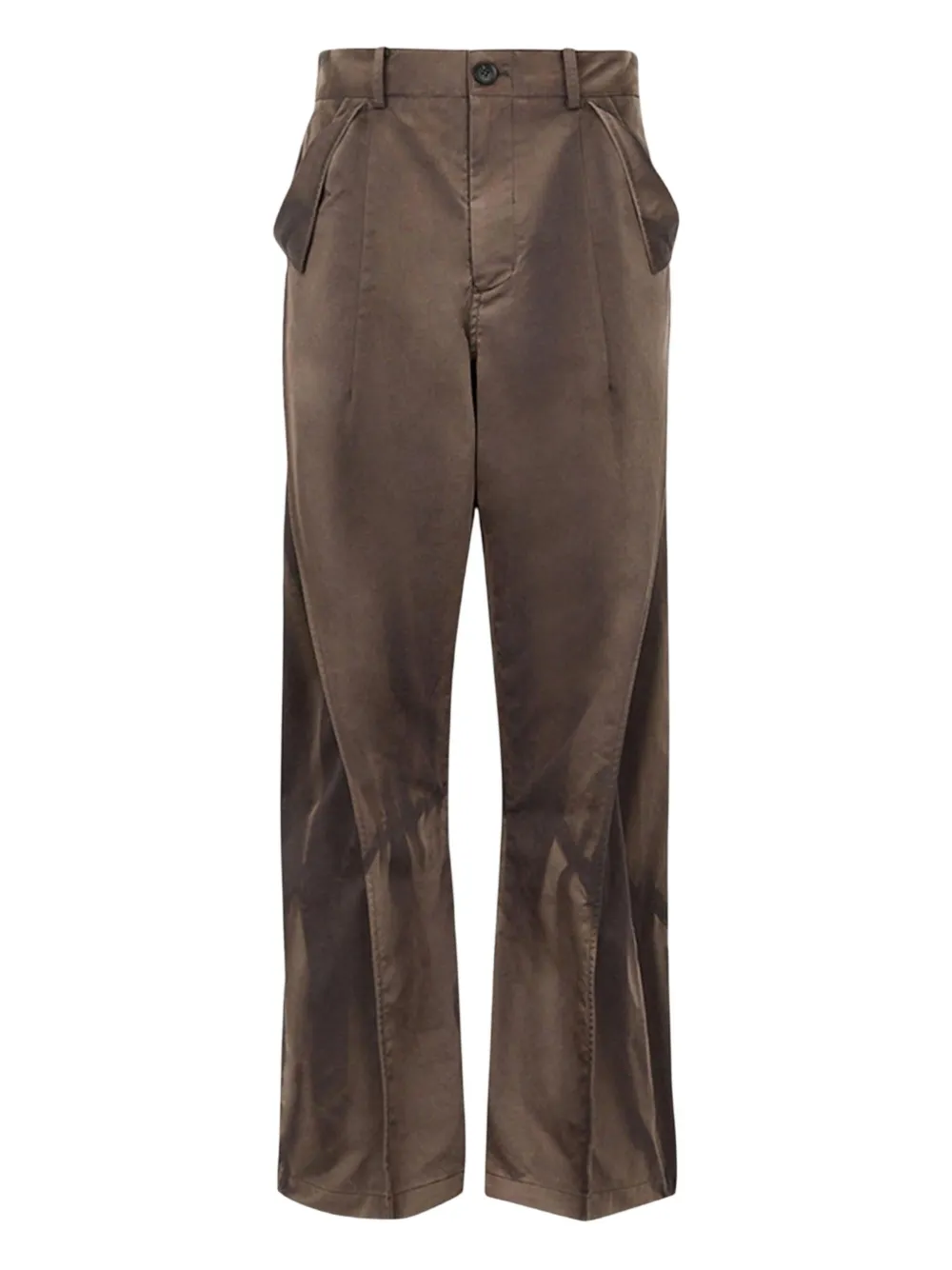 JiyongKim Sun-bleached flap-detailed trousers | Brown | Image 1