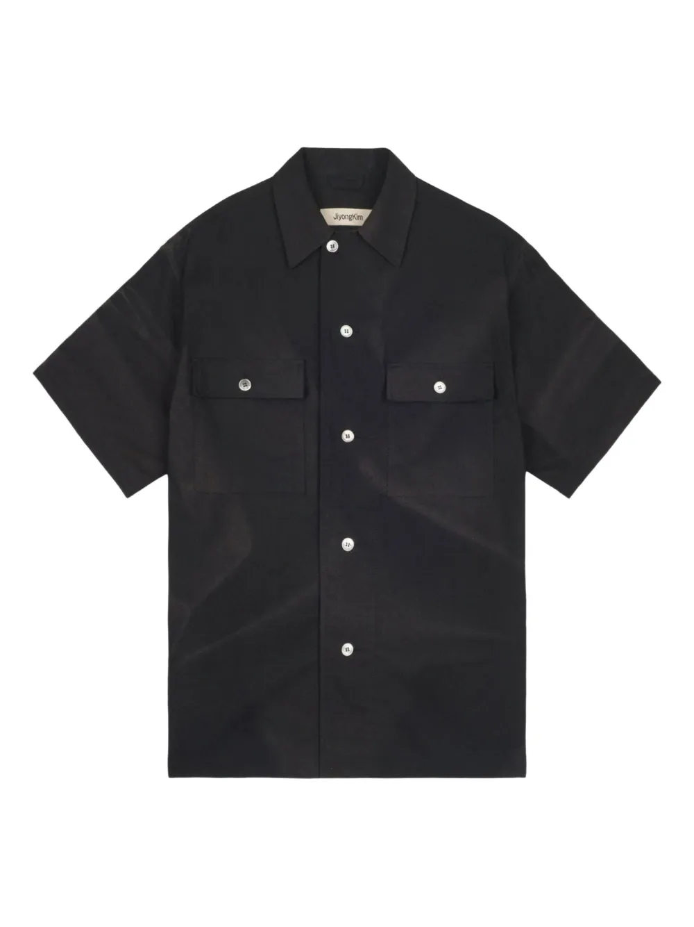 JiyongKim Sun-bleached tailored-collar half-sleeves shirt | Black | Image 1